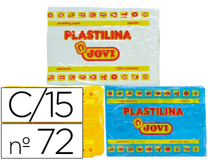 PLASTICINA JOVI 72 PASTILHA 350 GRS CAIXA DE 15 CORES SORTIDAS