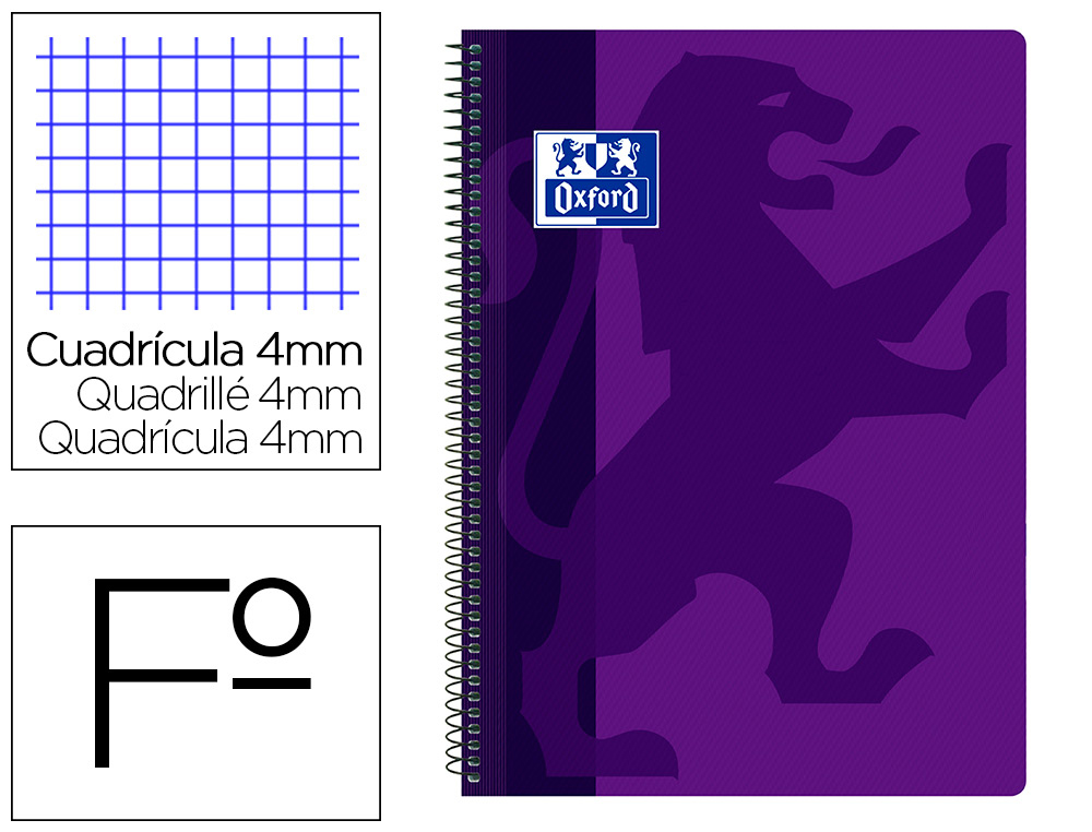CADERNO ESPIRAL OXFORD SCHOOL CLASSIC CAPA POLIPROPILENO FOLIO 80 FOLHAS QUADRICULA 4 MM COM MARGEM VIOLETA