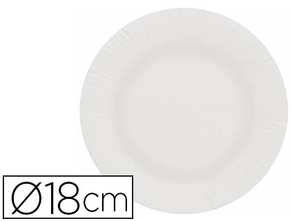 PRATO PAPEL RECICLAVEL BRANCO 18 CM PACK 100 UNIDADES