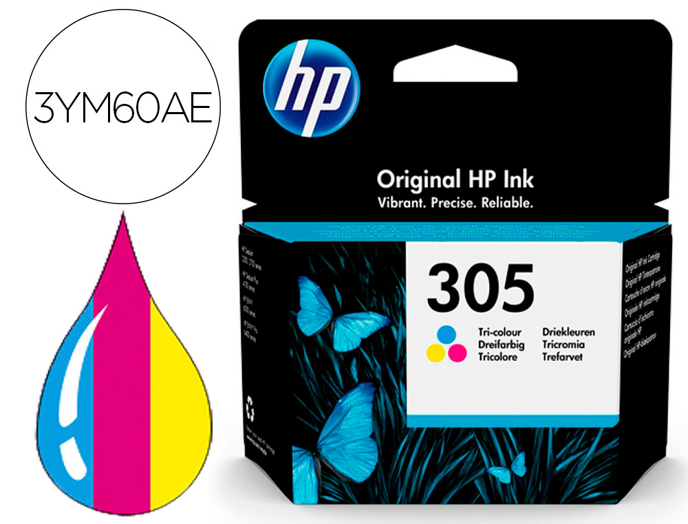 TINTEIRO HP 305 DESKJET 1210 / 1212 / 1255 / 2732 / 2752 / 4155 / 4158 ENVY 6020 / 6052 /6055 / 6420 TRICOLOR 100