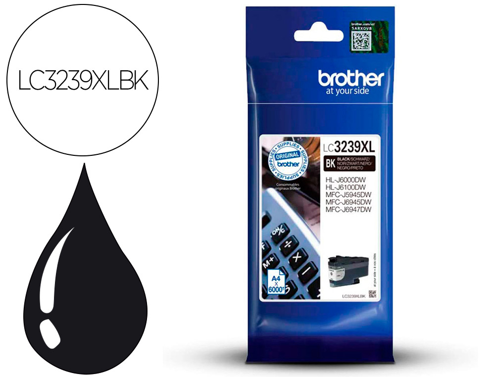 TINTEIRO BROTHER LC3239XLBK MFC-J6945DW / MFC-J5945DW / HL-J6000DW PRETO 6000 PAGINAS