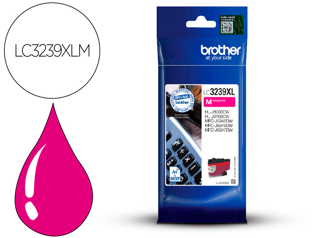 TINTEIRO BROTHER LC3239XLM MFC-J6945DW / MFC-J5945DW / HL-J6000DW MAGENTA 5000 PAGINAS