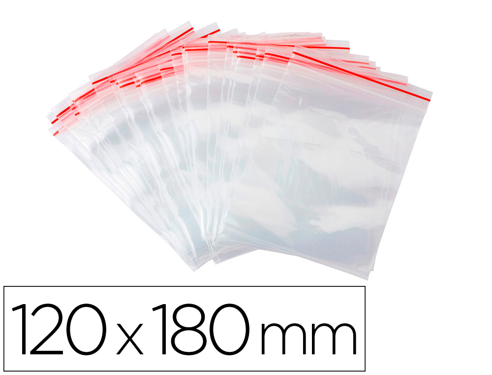 BOLSA PLASTICO AUTO SELADA Q-CONNECT 120X180 MM PACK DE 100 UNIDADES