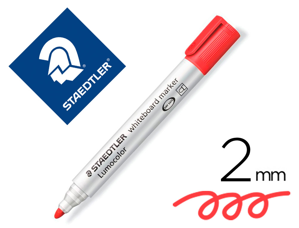 MARCADOR STAEDTLER LUMOCOLOR 351 PARA QUADRO BRANCO PONTA REDONDA 2 MM COR VERMELHO