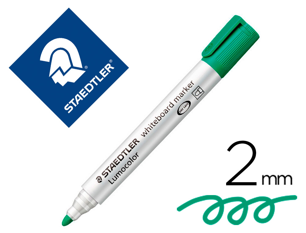 MARCADOR STAEDTLER LUMOCOLOR 351 PARA QUADRO BRANCO PONTA REDONDA 2 MM COR VERDE CLARO
