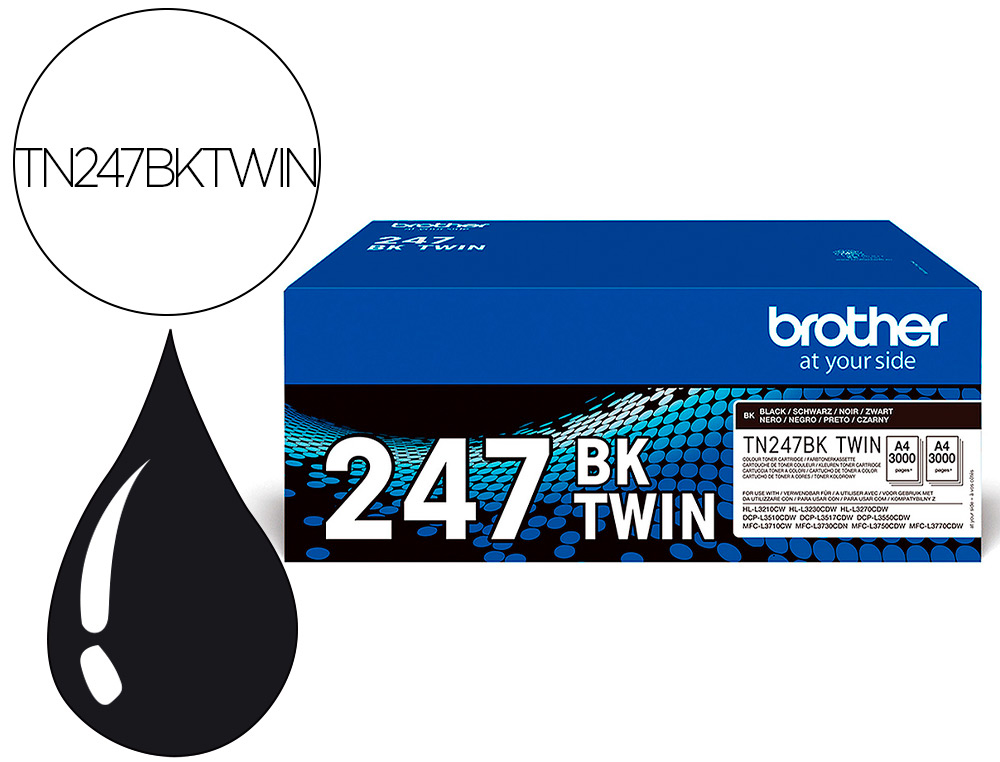 TONER BROTHER TN247BK DCP-L3510CDW / HL-L3270CDW / MFC-L3710CW PRETO 3000 PAGINAS PACK 2 UNIDADES