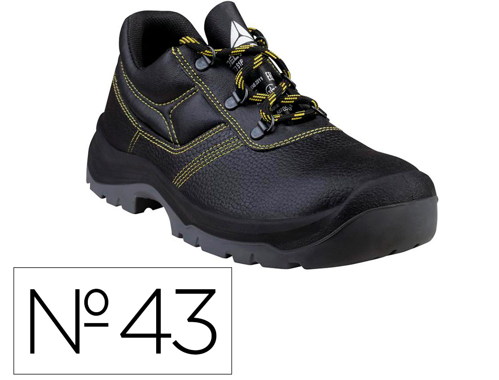 SAPATOS DE SEGURANCA DELTAPLUS EM COURO PIGMENTADO SOLA PU BI DENSIDADE COR PRETO TAMANHO 43
