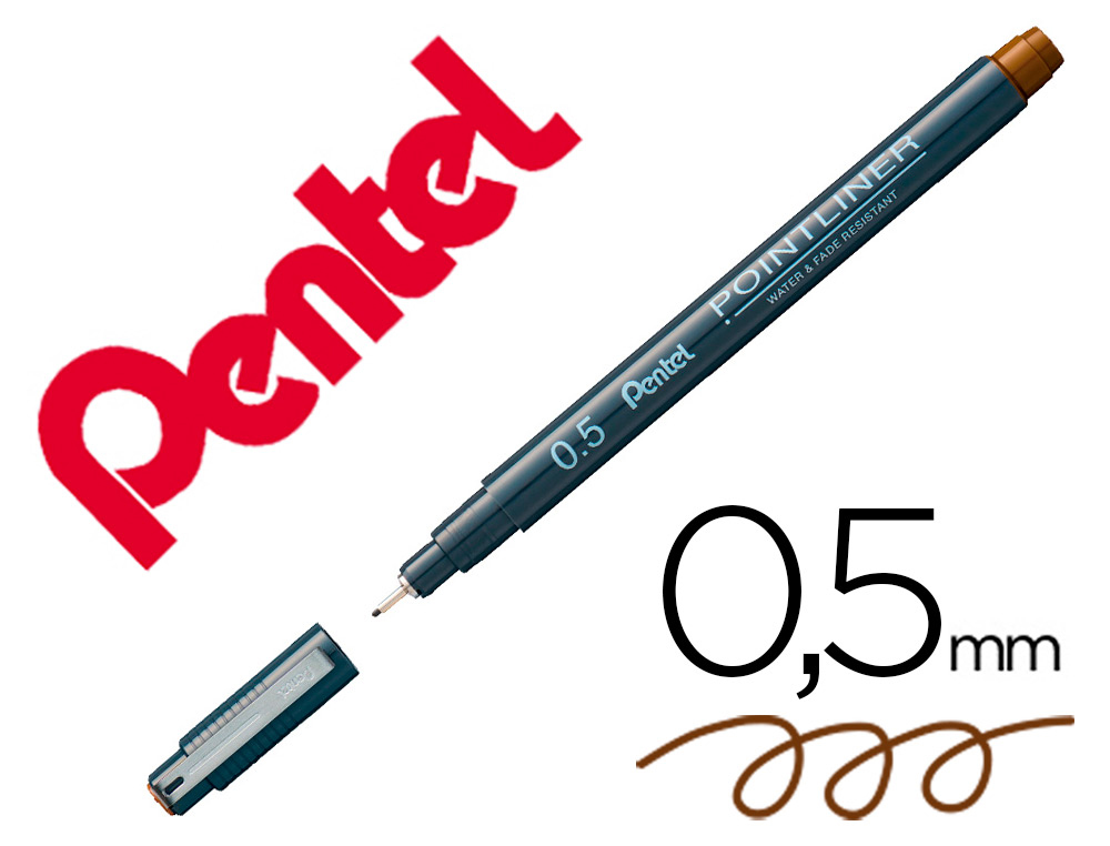 MARCADOR PENTEL POINTLINER COM TINTA PIGMENTADA COR SEPIA PONTA DE 0,5 MM
