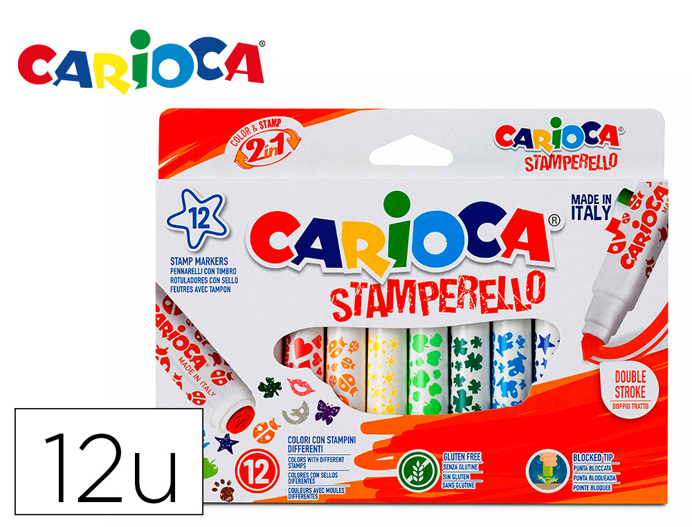 MARCADOR CARIOCA STAMPERELLO CAIXA 12 UNIDADES CORES SORTIDAS