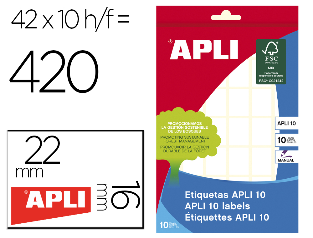 ETIQUETA ADESIVA APLI BRANCA 16X22 MM ENVELOPE 420 UNIDADES