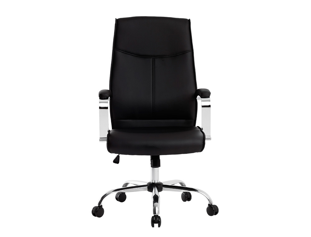 CADEIRA DE DIRECAO Q-CONNECT IMIT DE PELE BASE METAL ALT MAX 1210 MM LARG 630 MM PROF 650 MM RODAS PREMIUM COR PRETO