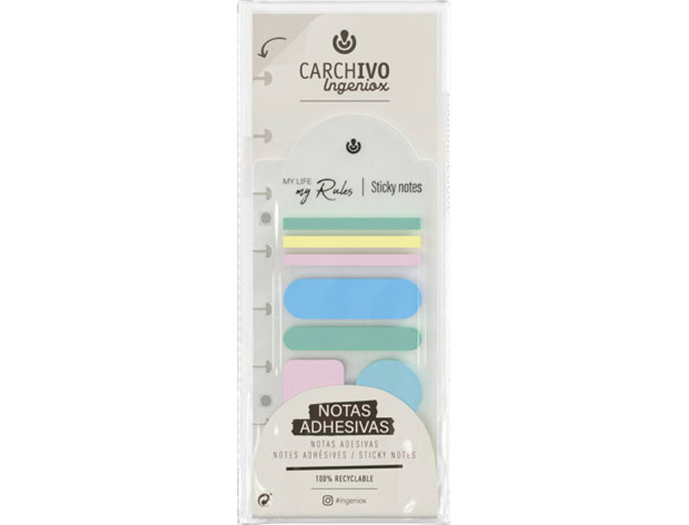 BLOCO DE NOTAS ADESIVAS CARCHIVO INGENIOX IRREGULAR CORES PASTEL