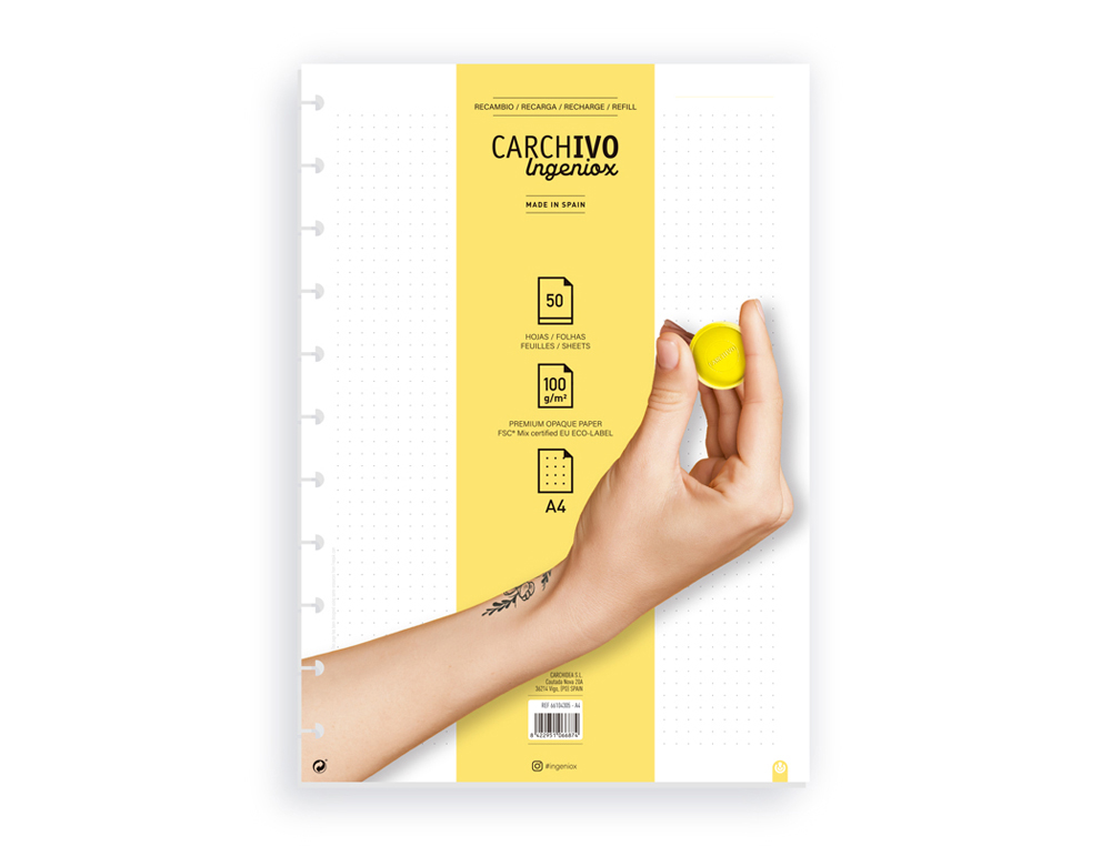RECARGA CADERNO CARCHIVO INGENIOX A4 50 FOLHAS DOTS