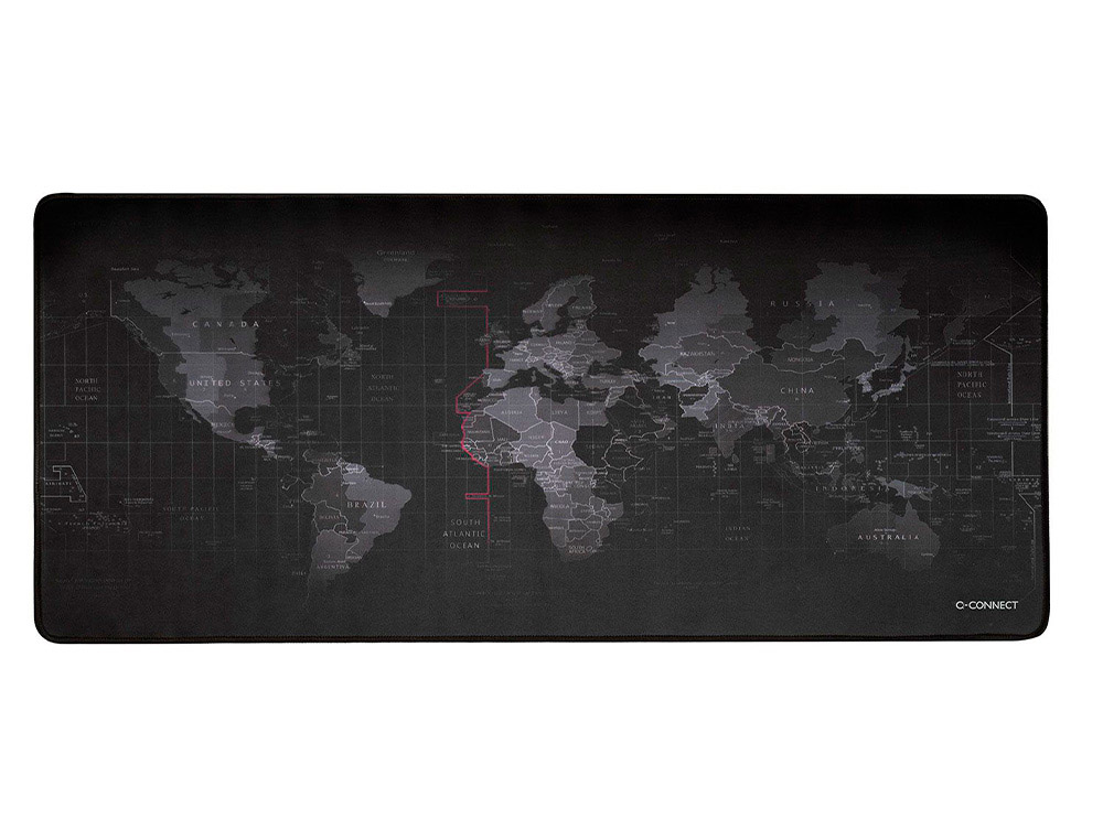 TAPETE PARA RATO Q-CONNECT XXL PRETO COM DESENHO MAPA MUNDO 900X400 MM
