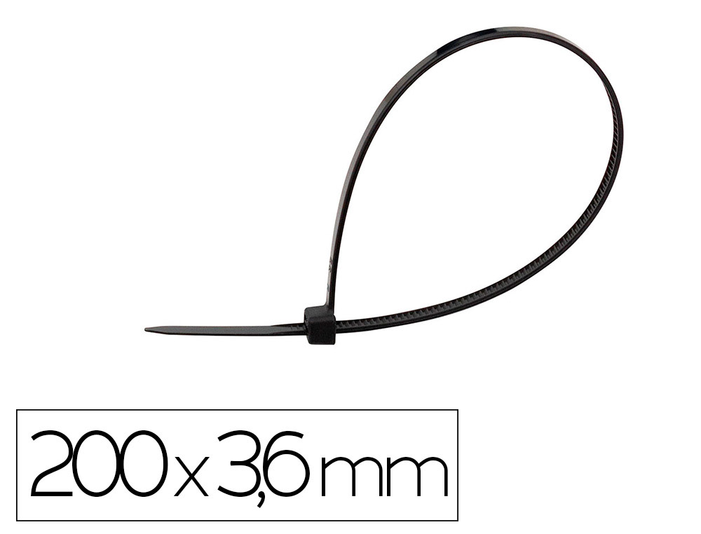 ABRACADEIRA Q-CONNECT COR PRETO 200X3,6 MM BOLSA DE 100 UNIDADES