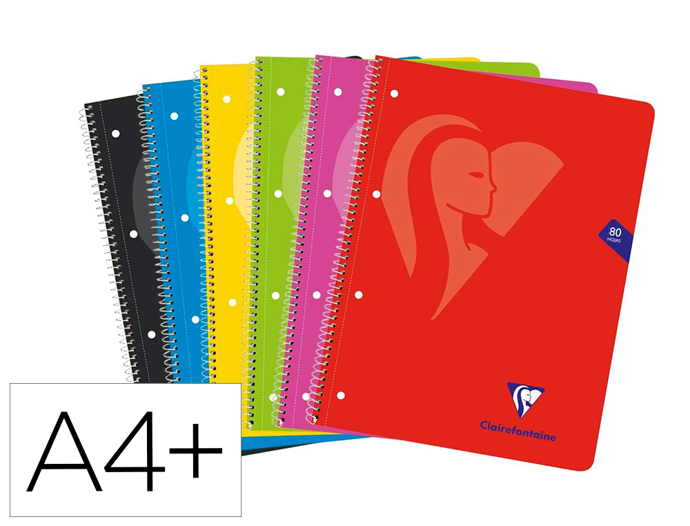 CADERNO ESPIRAL CLAIREFONTAINE NOTEBOOK CAPA CARTAO DIN A4+ MICRO 80 FOLHAS 90 GR QUADRICULA 5 MM CORES SORTIDAS