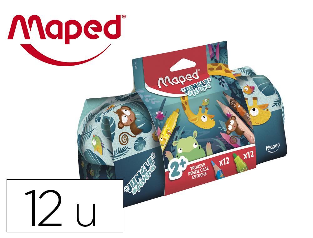 ESTOJO ESCOLAR MAPED UNGLE FEVER COM 12 MARCADORES CORES SORTIDAS + 12 LAPIS DE COR