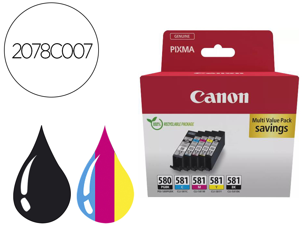 TINTEIRO CANON PIXMA MULTI VALUE PACK PGI580BK / CLI581CMYBK ECOPACK