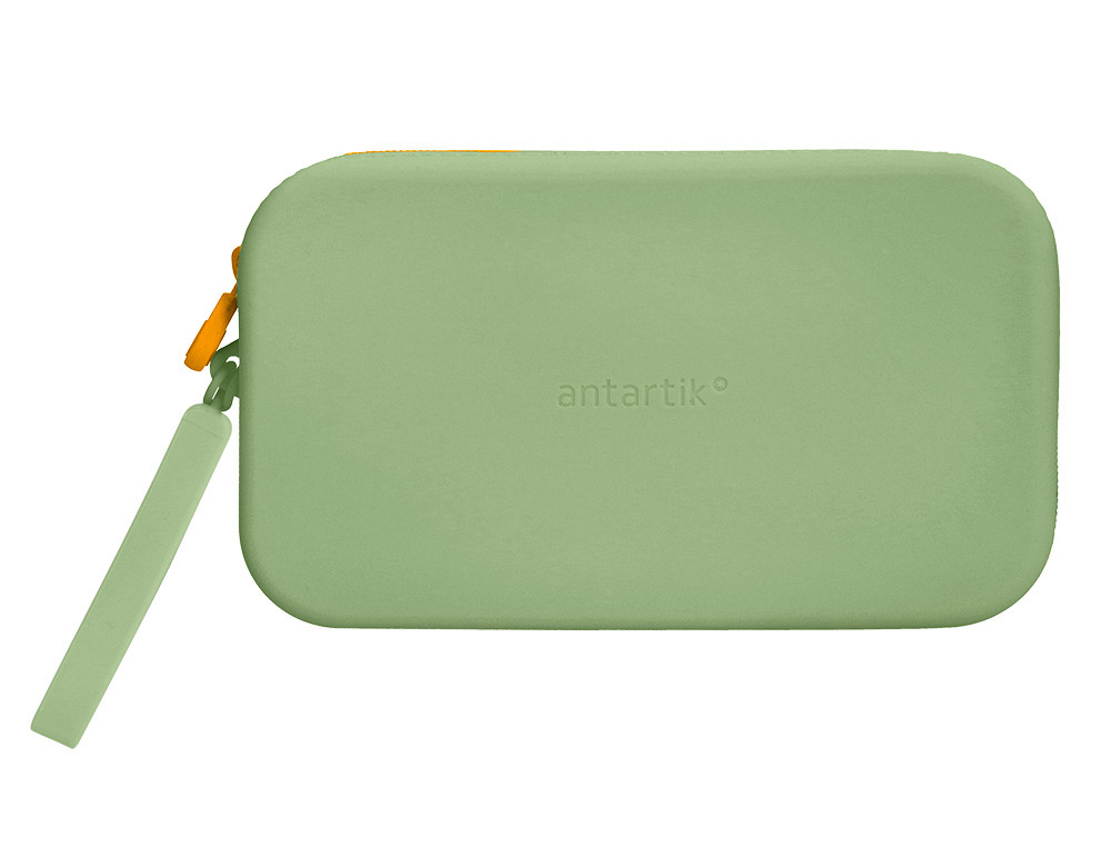 ESTOJO ESCOLAR ANTARTIK TROPICAL DIVE SILICONE SOFT RETANGULAR 190X120X25 MM VERDE MILITAR