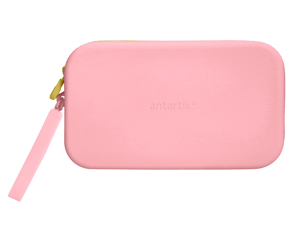 ESTOJO ESCOLAR ANTARTIK TROPICAL DIVE SILICONE SOFT RETANGULAR 190X120X25 MM ROSA CHICLETE