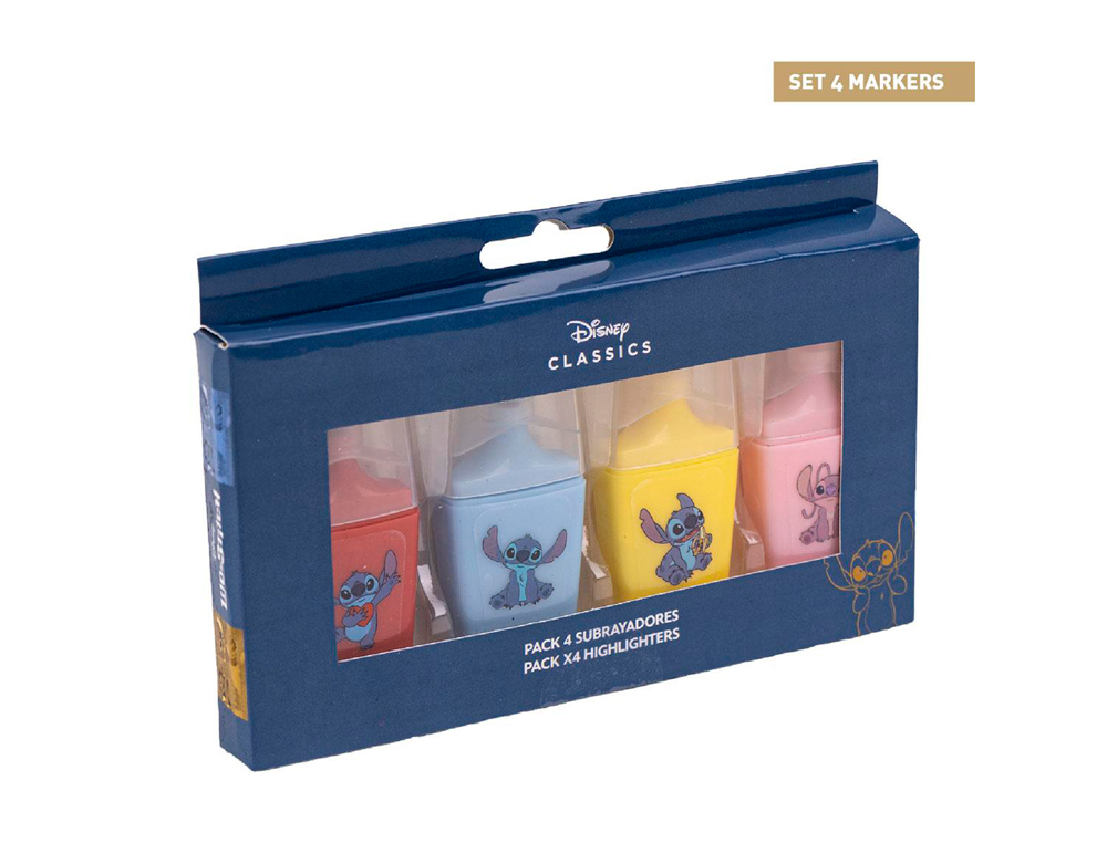 MARCADOR FLUORESCENTE CERDA STITCH PACK DE 4 UNIDADES CORES SORTIDAS