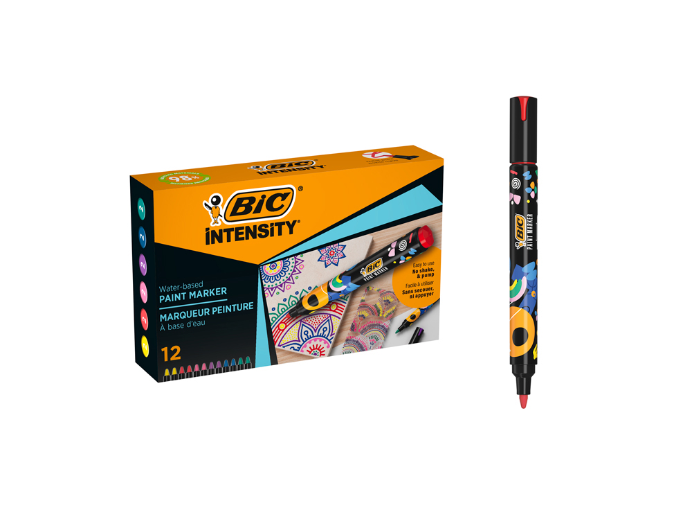 MARCADOR BIC INTENSITY PAINT MARKER CAIXA DE 12 UNIDADES CORES SORTIDAS