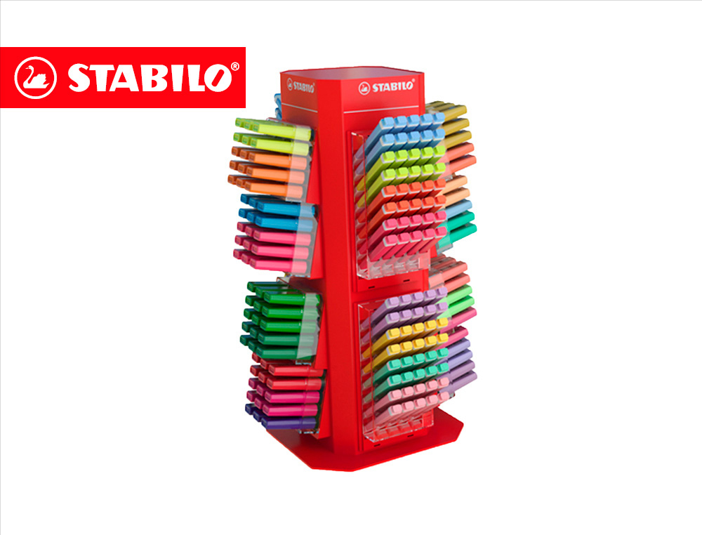 MARCADOR STABILO FLUORESCENTE EXPOSITOR ROTATIVO COM 120 UNIDADES STABILO BOSS E 160 UNIDADES SWING COOL