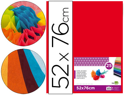 PAPEL SEDA LIDERPAPEL 52 X 76 CM 18 GR VERMELHO EMBALAGEM DE 25 FOLHAS