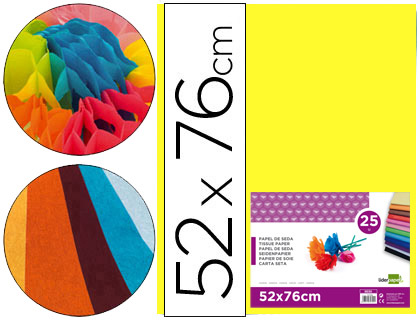 PAPEL SEDA LIDERPAPEL 52 X 76 CM 18 GR AMARELO EMBALAGEM DE 25 FOLHAS