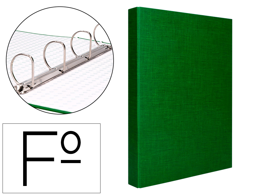 CAPA LIDERPAPEL PAPER COAT 4 ANEIS 40 MM FORRO PVC FOLIO VERDE