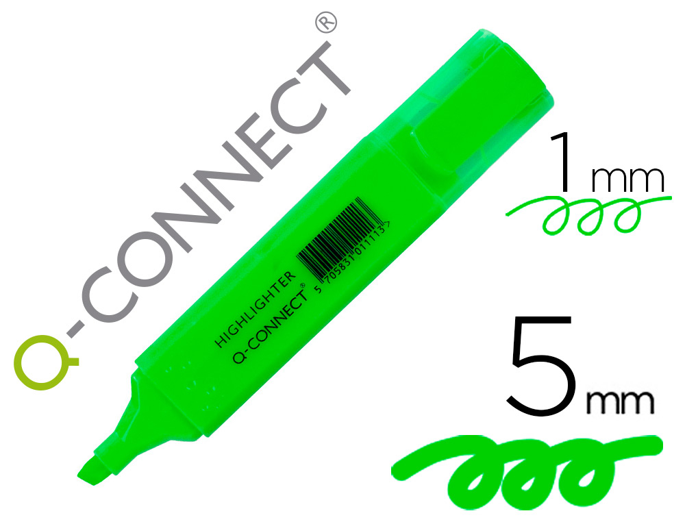 MARCADOR FLUORESCENTE Q-CONNECT DE PONTA BISELADA VERDE