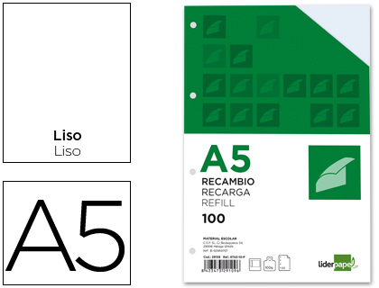 RECARGA LIDERPAPEL DIN A5 100 F 100 GR LISO