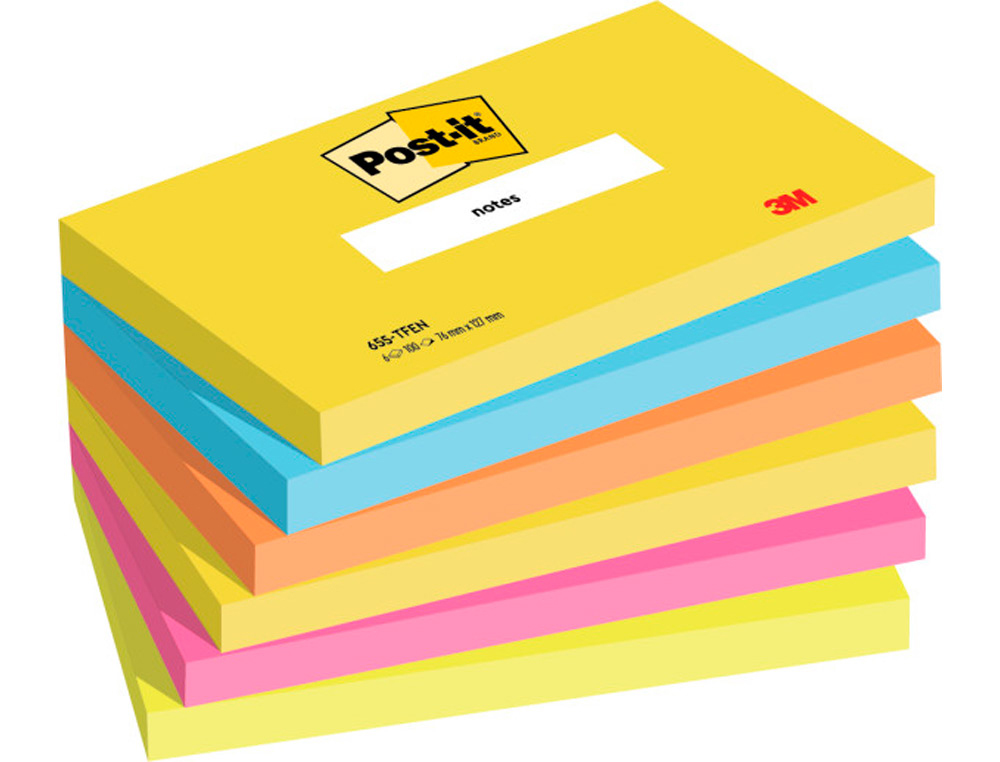 BLOCO DE NOTAS ADESIVAS POST-IT NEON. 76 X 127 MM