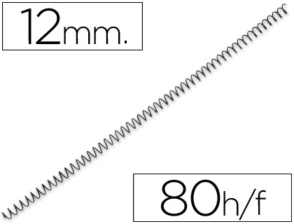 ESPIRAL METALICO YOSAN PRETO PASSO 64 5:1 12MM CALIBRE 1,00MM