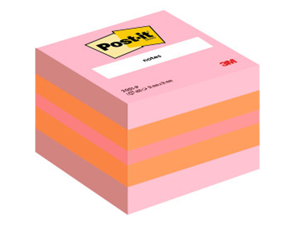 BLOCO DE NOTAS ADESIVAS POST-IT TIRA E POE POST-IT 51X51 MM MINICUBO COR ROSA 2051-P 400 FOLHAS