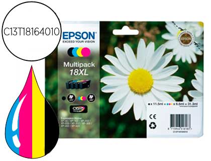 TINTEIRO EPSON MULTIPACK T1816 PRETO AMARELO CIAN E MAGENTA XP-102 XP-205 XP-305 XP-405 CAPACIDADE 470 PAG