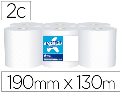PAPEL SECA MAOS AMOOS 2 FOLHAS 190 MM X 130 MT PACK DE 6 ROLOS