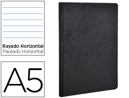 CADERNO CLAIREFONTAINE CAPA CARTOLINA DIN A5 PAUTADO 5 MM 96 FOLHAS COR PRETO