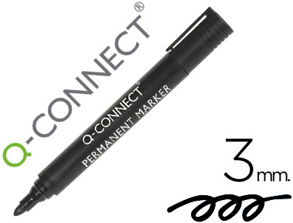 MARCADOR Q-CONNECT PERMANENTE PRETO PONTA REDONDA 3.0 MM