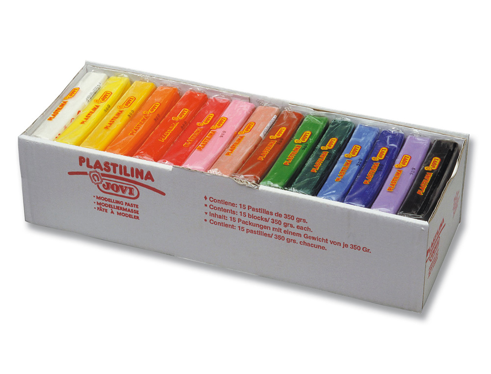 PLASTICINA JOVI 72 PASTILHA 350 GRS CAIXA DE 15 CORES SORTIDAS