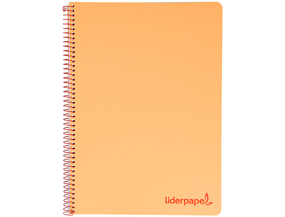 CADERNO ESPIRAL LIDERPAPEL WONDER MICRO DIN A5 CAPA PLASTICO 120 F 90 GR QUADRICULA 5MM 5 BANDAS DE CORES 6 FUROS LARANJ