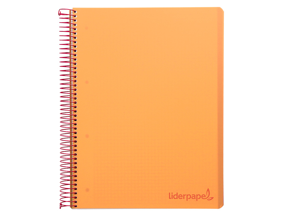 CADERNO ESPIRAL LIDERPAPEL WONDER MICRO DIN A5 CAPA PLASTICO 120 F 90 GR QUADRICULA 5MM 5 BANDAS DE CORES 6 FUROS LARANJ