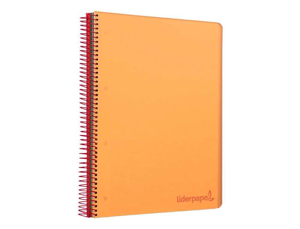 CADERNO ESPIRAL LIDERPAPEL WONDER MICRO DIN A5 CAPA PLASTICO 120 F 90 GR QUADRICULA 5MM 5 BANDAS DE CORES 6 FUROS LARANJ