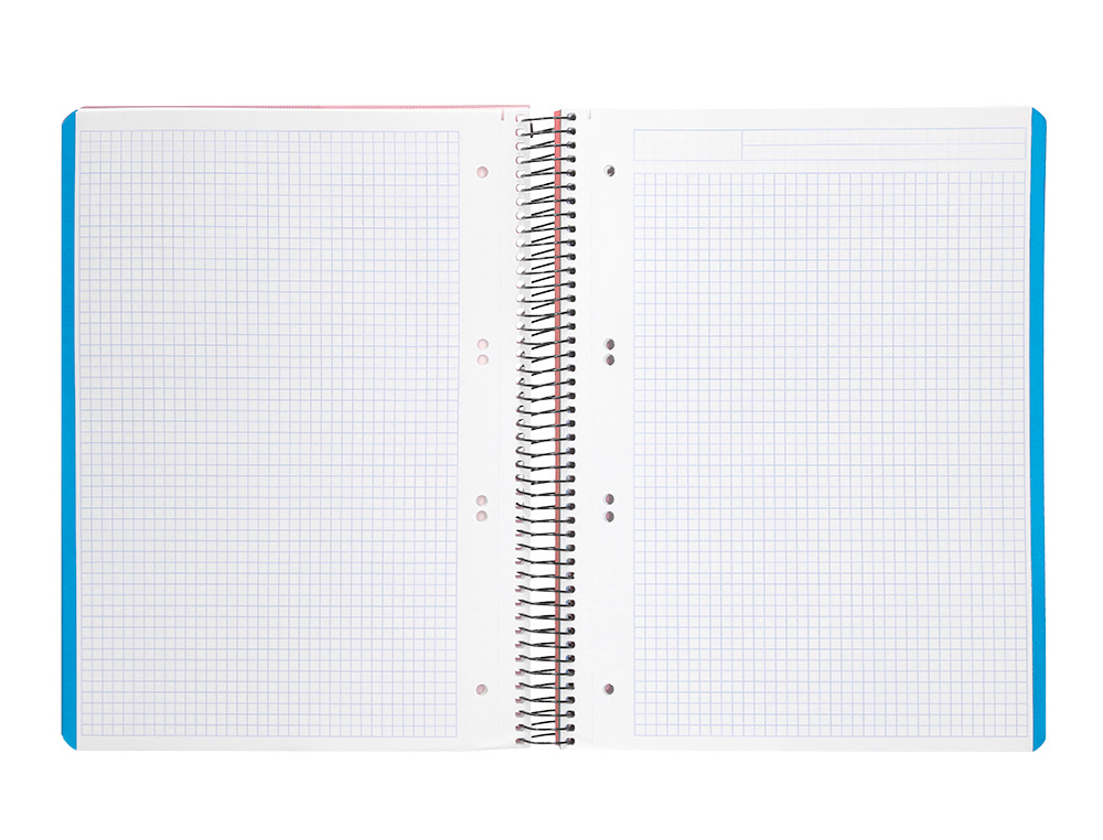 CADERNO ESPIRAL LIDERPAPEL WONDER MICRO DIN A5 CAPA PLASTICO 120 F 90 GR QUADRICULA 5MM 5 BANDAS DE CORES 6 FUROS LARANJ