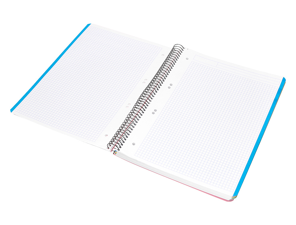 CADERNO ESPIRAL LIDERPAPEL WONDER MICRO DIN A5 CAPA PLASTICO 120 F 90 GR QUADRICULA 5MM 5 BANDAS DE CORES 6 FUROS LARANJ