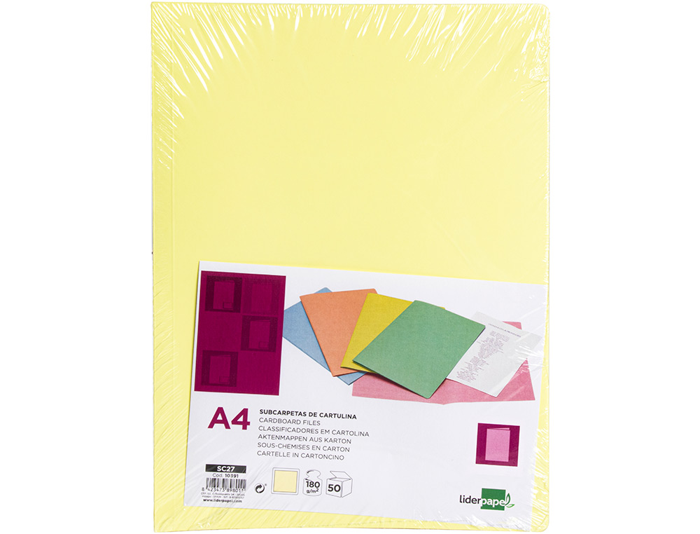 CLASSIFICADOR LIDERPAPEL DIN A4 AMARELO PASTEL 180GR