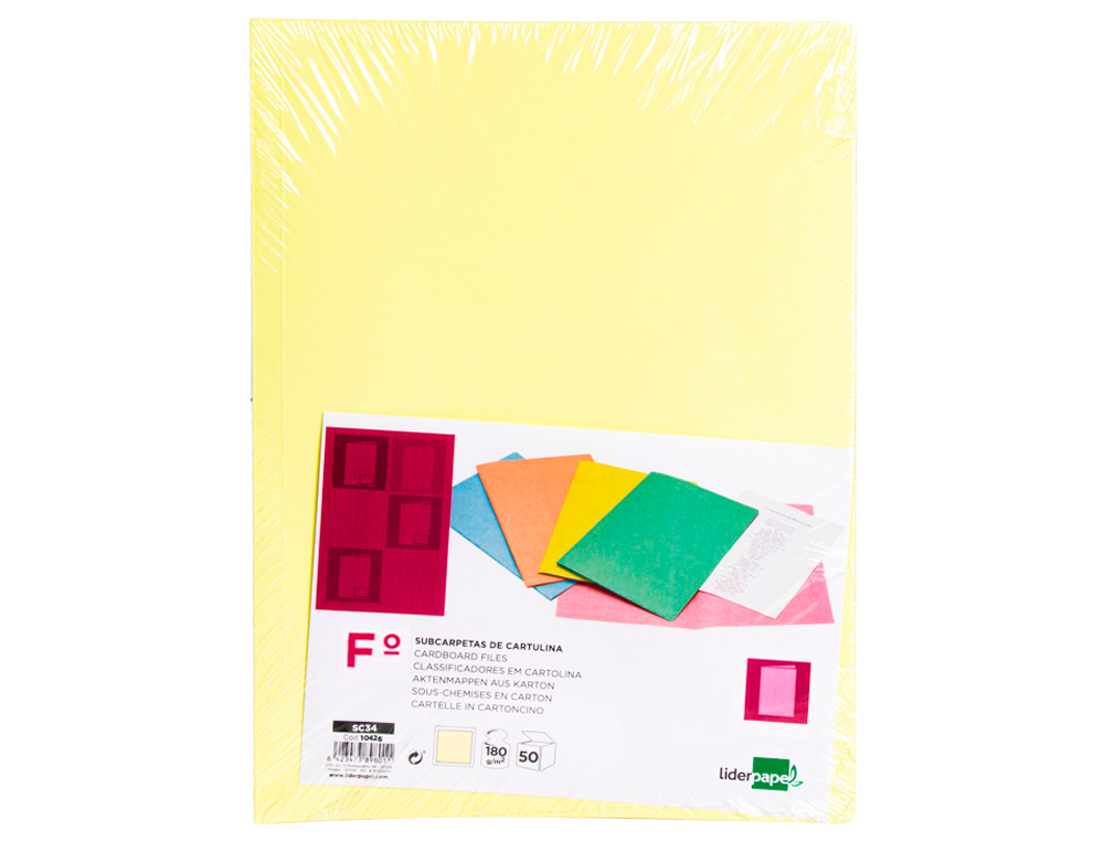 CLASSIFICADORES LIDERPAPEL FOLIO AMARELO PASTEL 180G/M2