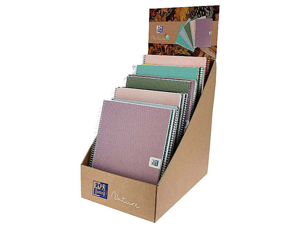 CADERNO ESPIRAL OXFORD EUROPEAN BOOK NATURE DIN A4+ EXPOSITOR DE SECRETARIA DE 21 UNIDADES SORTIDAS
