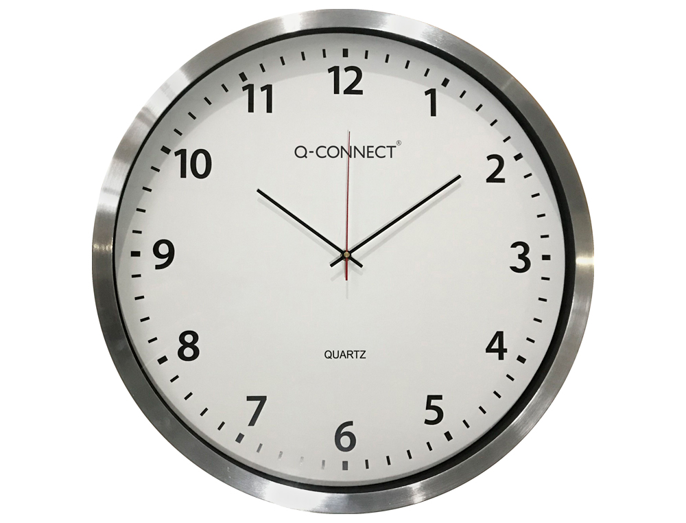 RELOGIO Q-CONNECT DE PAREDE PLASTICO DE ESCRITORIO REDONDO 50 CM MOLDURA CROMADA