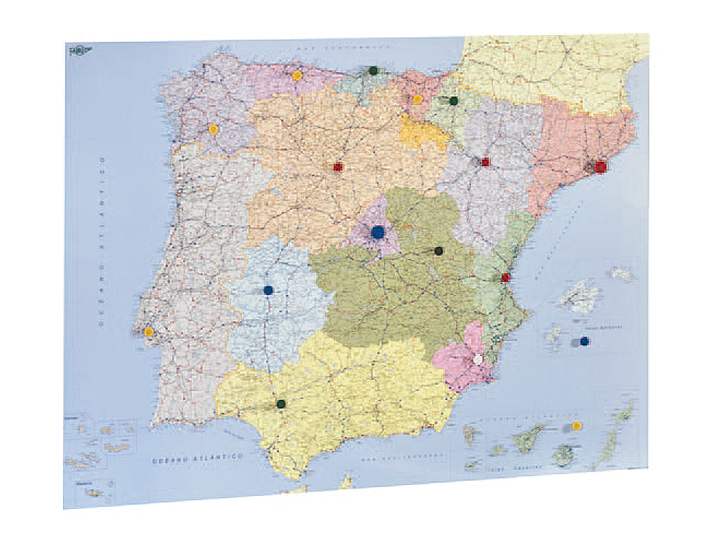 MAPA PAREDE FAIBO ESPANHA E PORTUGAL PLASTIFICIADO ENROLADO 98X134 CM